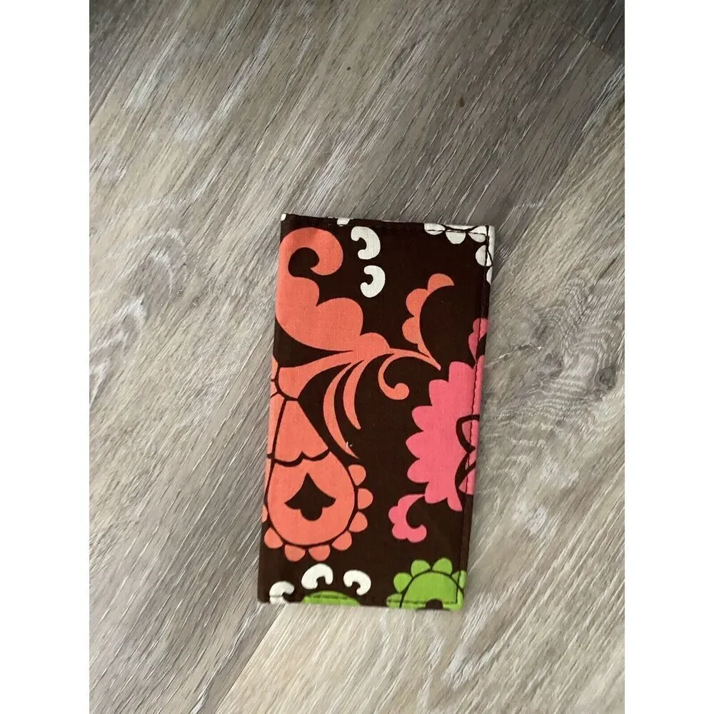 Vera Bradley LOLA Checkbook Holder : Pink Brown Green Floral Print - Picture 2 of 5